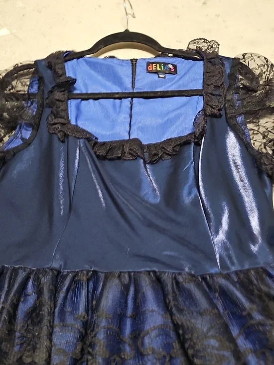 Nwot dELiA*s Navy Blue and Black Lace Costume Dress #69 - Picture 3 of 6